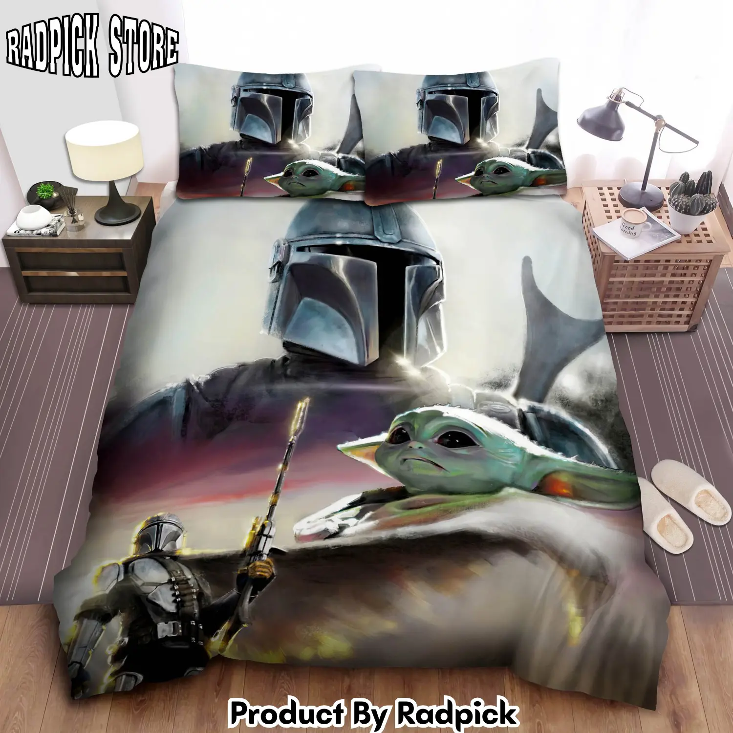 Radpick acrylic painting bedding sets the mandalorian grogu duvet cover bed sheets spread rp3278905